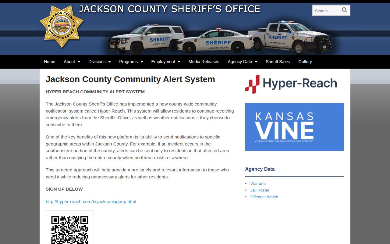 Jackson County Sheriff's Office community alert sign-up information