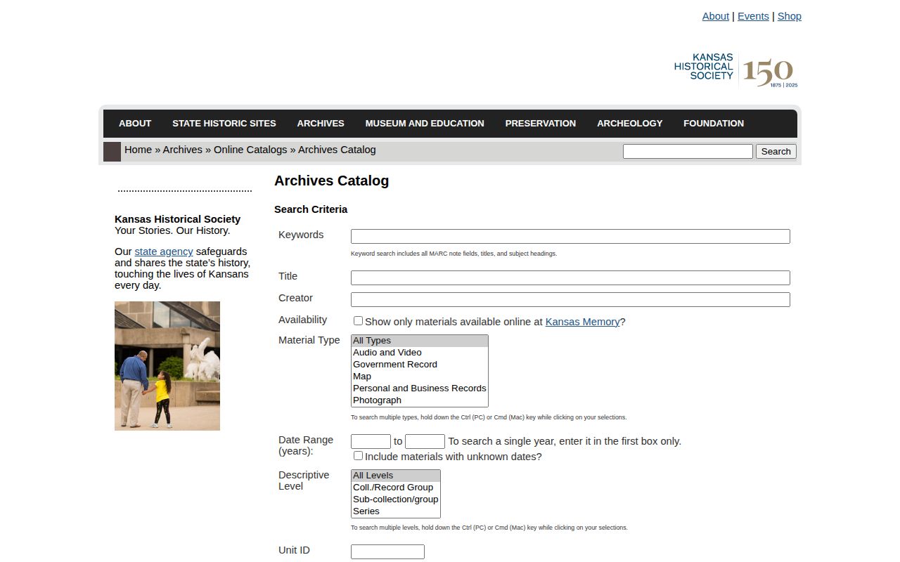 Kansas State Archives search for historic Jackson County jail records