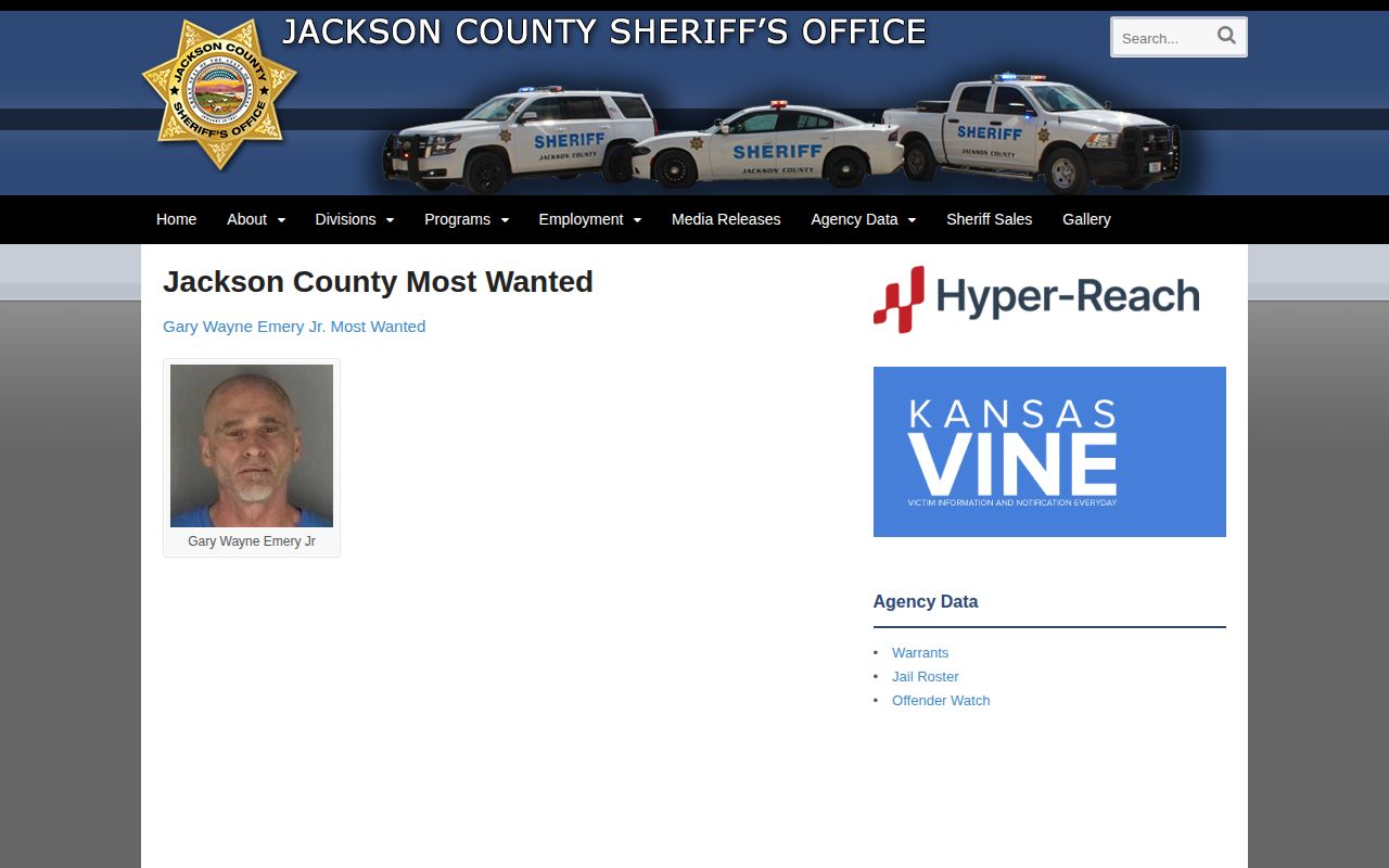 Jackson County wanted fugitives official feature interface